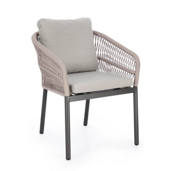 Sedia con braccioli e cuscino colore antracite e khaki – SILVETH