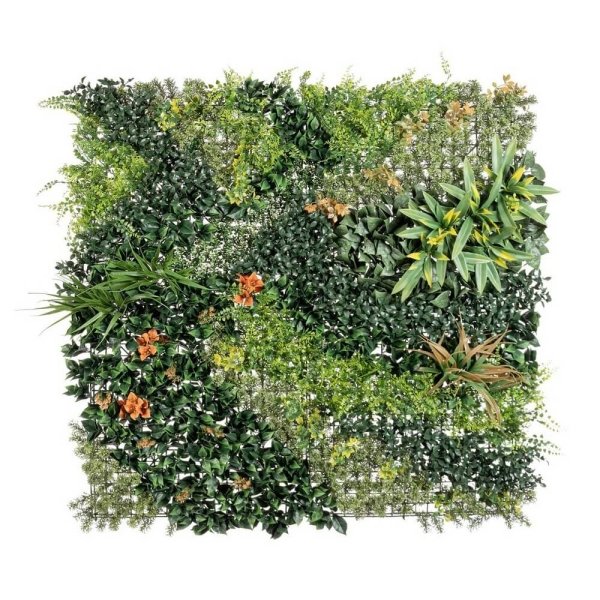 Parete sintetica con fiori arancio 100×100 cm – NOVARA