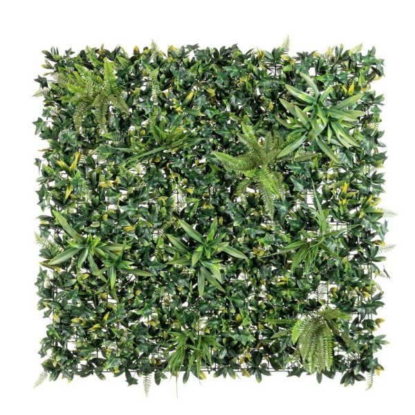 Parete sintetica mix edera e felce 100×100 cm – NOVARA