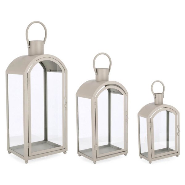 Set 3 Lanterna rettangolare Grigia (2 Pezzi) – JUAN