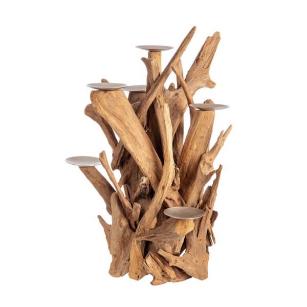 Candelabro 7 Fuochi in legno di teak H70 - ANANYA