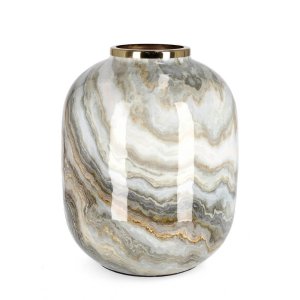 Vaso Bianca Grigia Oro H36 - VERA
