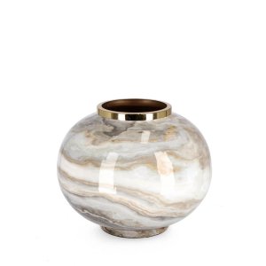 Vaso Bomb Bianca Grigia Oro H25 - VERA
