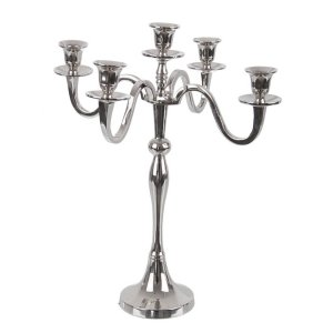 Candelabro Norah 5 fuochi Argento H43 - LYRIS