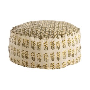 Pouf Reims Avorio con Foglia Fiore D65X25H - ESOTICO