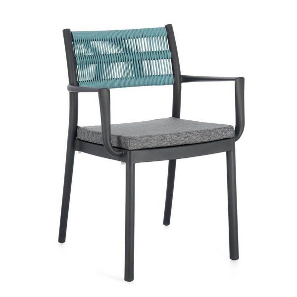 Sedia da giardino con braccioli e cuscino - DRALION