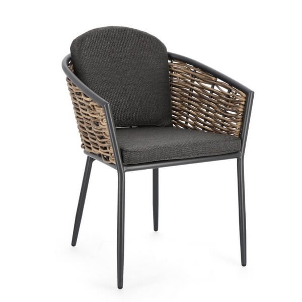 Sedia da giardino in alluminio con Braccioli e cuscino (4 Pezzi) - MARIBELA