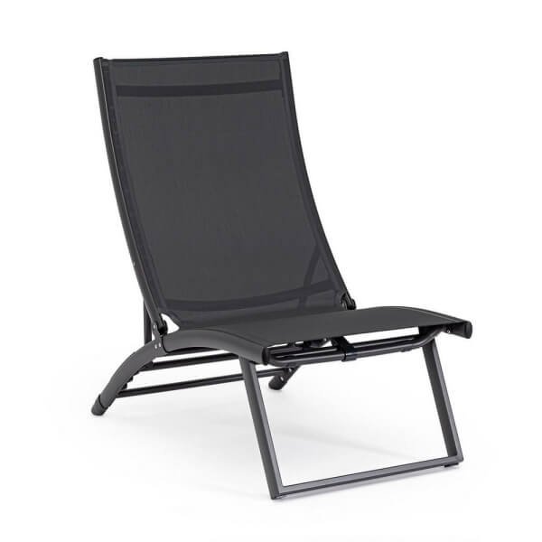 Poltrona Lounge Reclinabile in Alluminio (2 Pezzi) - TERRA - Nero