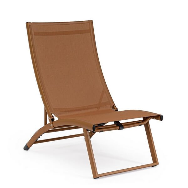 Set 2 Poltrone Lounge Alluminio Marrone da Esterno - TERRA - Marrone