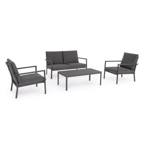 Set salotto 4 posti in alluminio con cuscini - FYRON