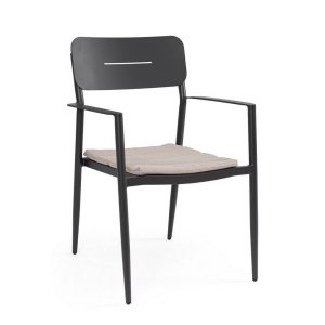 Sedia con braccioli e cuscino antracite (4 Pezzi) - ZANDOR