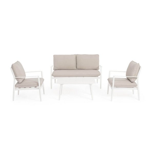 Set salotto 4 posti in alluminio con cuscini – RAVINA