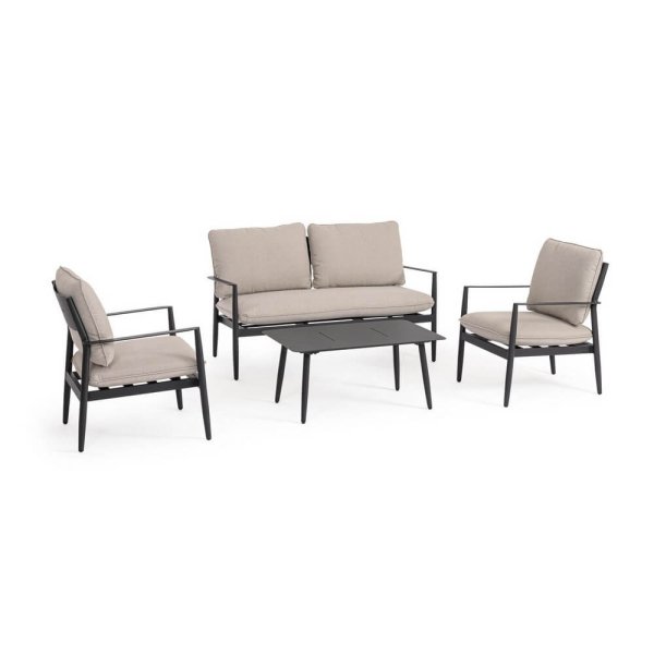 Set salotto 4 posti in alluminio con cuscini - ZANDOR
