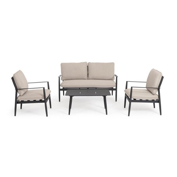 Set salotto 4 posti in alluminio con cuscini – ZANDOR