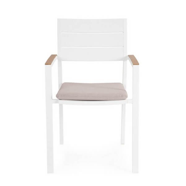 Sedia con braccioli e cuscino bianco (4 Pezzi) – VELISSA