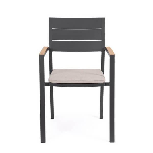 Sedia con braccioli e cuscino antracite (4 Pezzi) – VELISSA