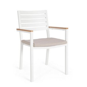 Sedia con braccioli e cuscino bianco (4 Pezzi) - CARMEYA