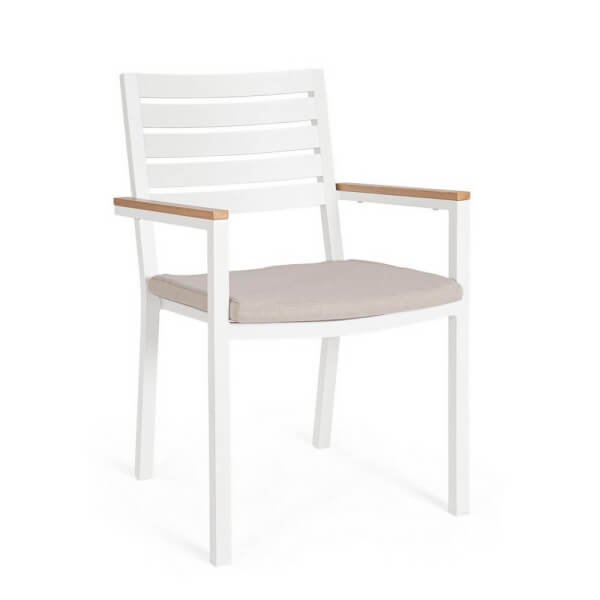 Sedia con braccioli e cuscino bianco (4 Pezzi) - CARMEYA