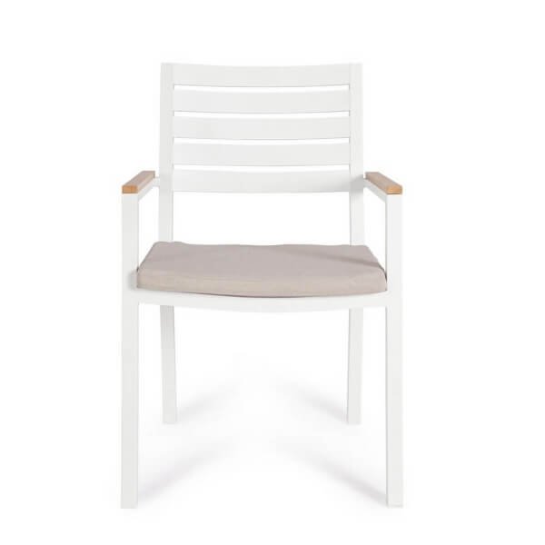 Sedia con braccioli e cuscino bianco (4 Pezzi) – CARMEYA