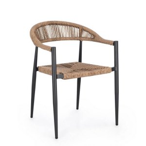 Sedia con braccioli antracite e natural (4 Pezzi) - ELARIA