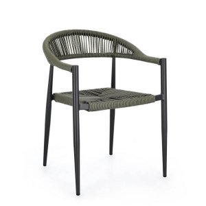 Sedia con braccioli antracite e verde (4 Pezzi) - ELARIA