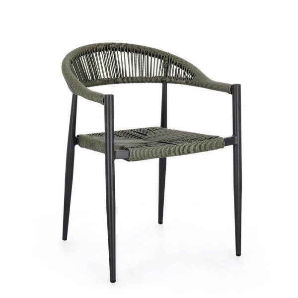 Sedia con braccioli antracite e verde (4 Pezzi) - ELARIA