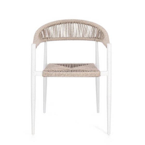 Sedia con braccioli bianco e beige (4 Pezzi) – ELARIA