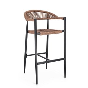 Sgabello bar antracite e natural (4 Pezzi) - ELARIA