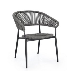 Sedia con braccioli antracite e grigio (4 Pezzi) - NAVORA