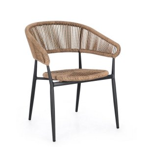 Sedia con braccioli antracite e natural (4 Pezzi) - NAVORA