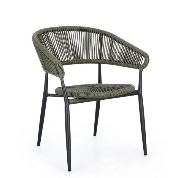 Sedia con braccioli antracite e verde (4 Pezzi) - NAVORA