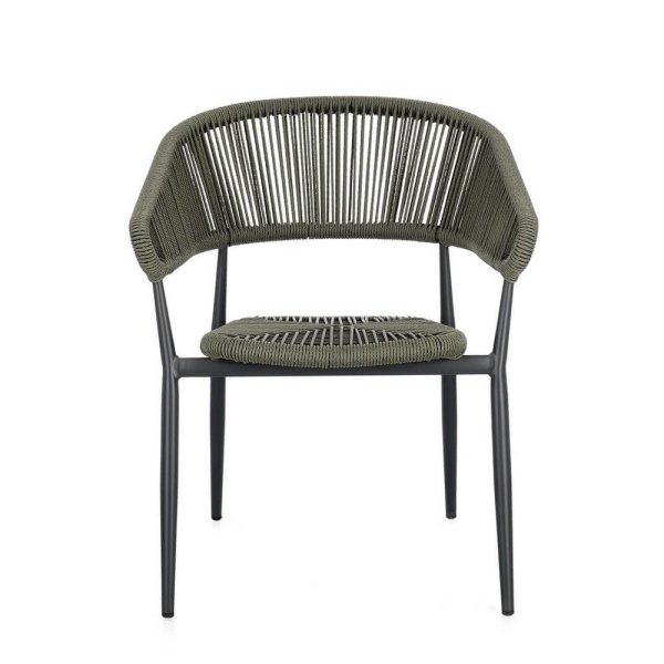 Sedia con braccioli antracite e verde (4 Pezzi) – NAVORA