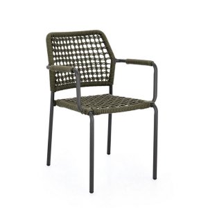 Sedia con braccioli colore antracite e verde (4 Pezzi) - LIOREN