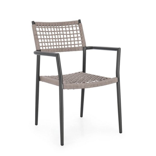 Sedia con braccioli colore antracite e khaki (4 Pezzi) - CAELIS