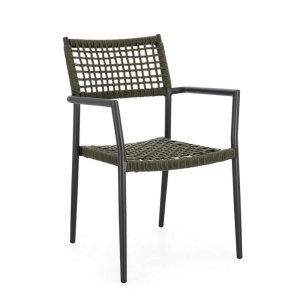 Sedia con braccioli colore antracite e verde (4 Pezzi) - CAELIS