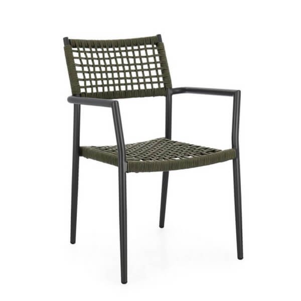 Sedia con braccioli colore antracite e verde (4 Pezzi) - CAELIS