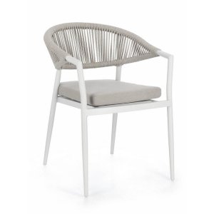 Sedia con braccioli e cuscino colore bianco (4 Pezzi) - KAELIS