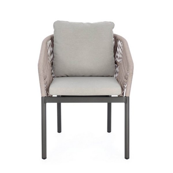 Sedia con braccioli e cuscino colore antracite e khaki (4 Pezzi) – SILVETH