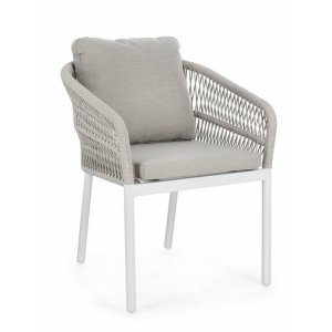 Sedia con braccioli e cuscino colore bianco (4 Pezzi) - SILVETH