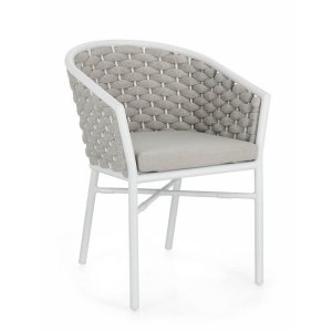 Sedia con braccioli e cuscino colore bianco (4 Pezzi) - NIREYA