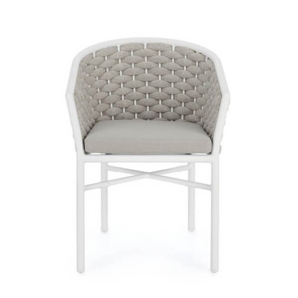 Sedia con braccioli e cuscino colore bianco (4 Pezzi) – NIREYA