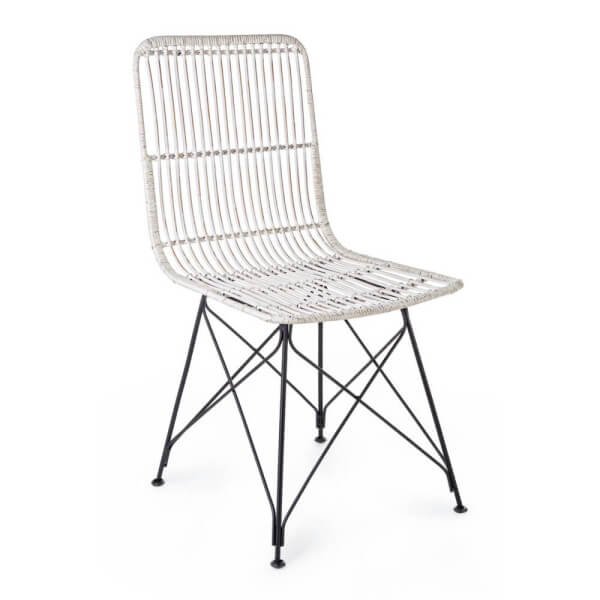 Sedia intrecciata in Kubu (4 Pezzi) - TATIANA - Bianco
