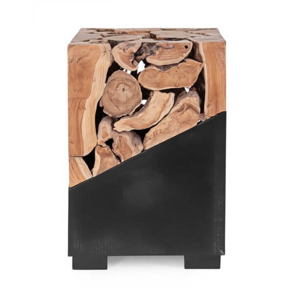 Tavolino con piano in radice di teak 40×40 – MONTEGO