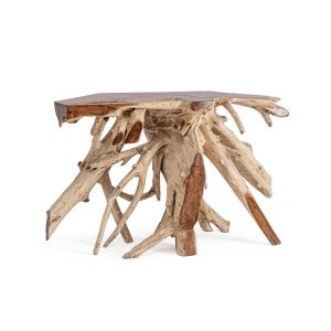 Consolle di design in vera radice di teak 120X45 - ROSE