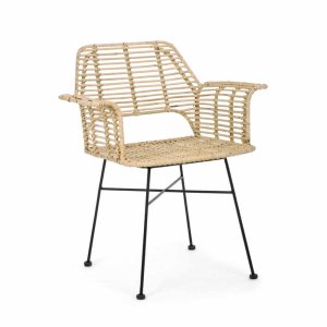 Sedia con braccioli naturale (2 Pezzi) - STEEL WEAVE