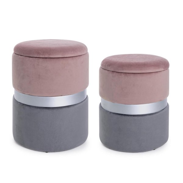 Set 2 Pouf Contenitore in velluto - POLLY