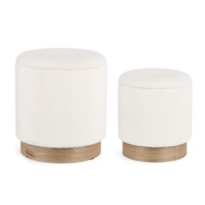 Set 2 Pouf Contenitore in tessuto bouclè - BRIAN