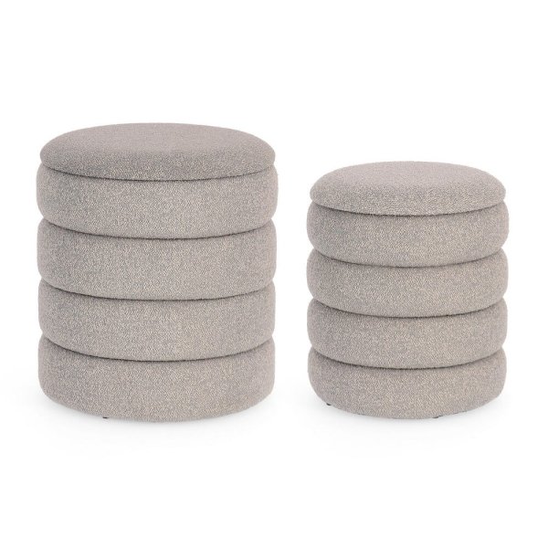 Set 2 Pouf Contenitore Gr Ch Boucle' - JACKSON