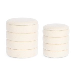 Set 2 Pouf Contenitore Bianca Boucle' - JACKSON