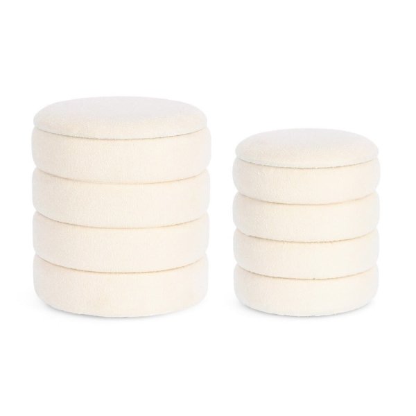 Set 2 Pouf Contenitore Bianca Boucle' - JACKSON